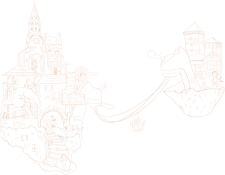 Dessin représentant Haven et ses habitués dans la ville d'Annecy.