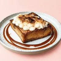 Brioche façon pain perdu, crème pâtissière à la vanille caramélisée comme une crème brûlée